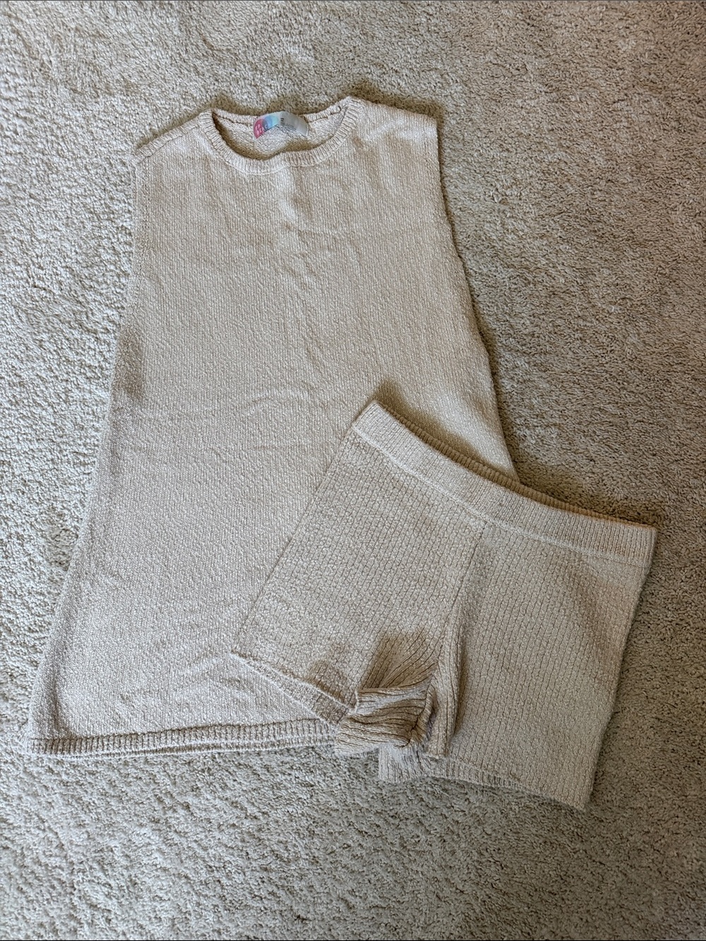 Free people Cozy Knit Women's Set in Cream - Soft Tank & Shorts
